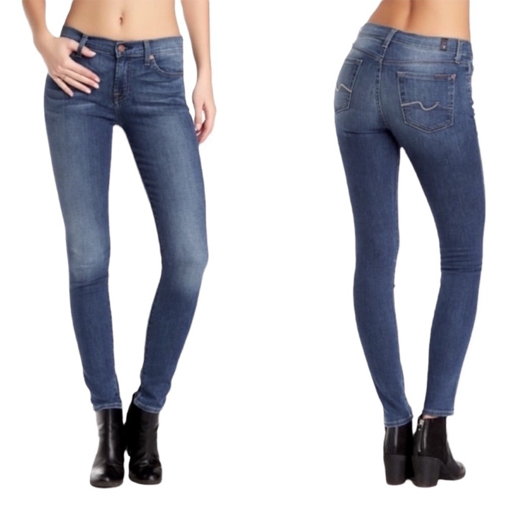 7 For All Mankind GWENEVERE Dark Blue Skinny Jeans Size 27